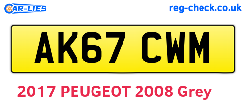 AK67CWM are the vehicle registration plates.
