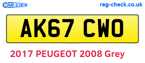 AK67CWO are the vehicle registration plates.