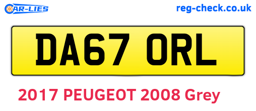 DA67ORL are the vehicle registration plates.