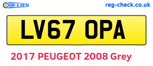 LV67OPA are the vehicle registration plates.
