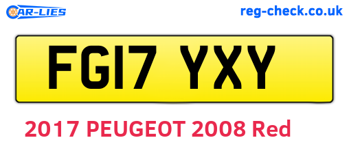 FG17YXY are the vehicle registration plates.