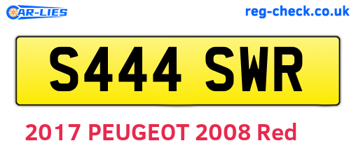 S444SWR are the vehicle registration plates.