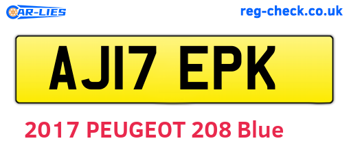 AJ17EPK are the vehicle registration plates.