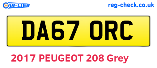 DA67ORC are the vehicle registration plates.