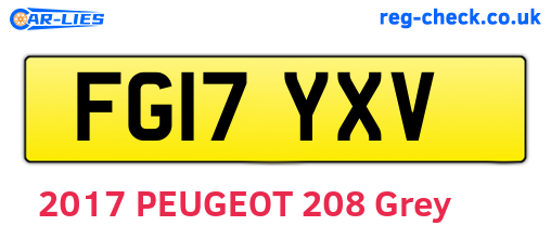 FG17YXV are the vehicle registration plates.
