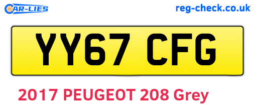 YY67CFG are the vehicle registration plates.