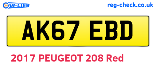 AK67EBD are the vehicle registration plates.