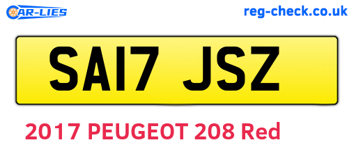 SA17JSZ are the vehicle registration plates.