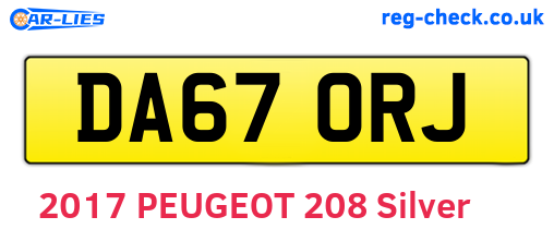DA67ORJ are the vehicle registration plates.