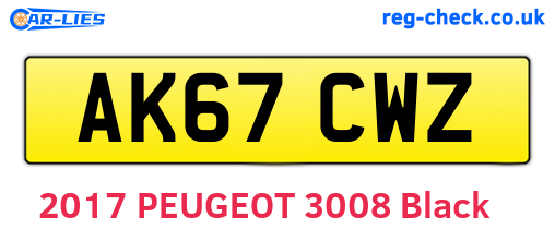 AK67CWZ are the vehicle registration plates.