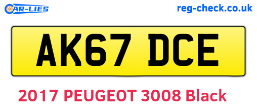 AK67DCE are the vehicle registration plates.