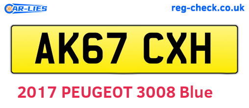 AK67CXH are the vehicle registration plates.
