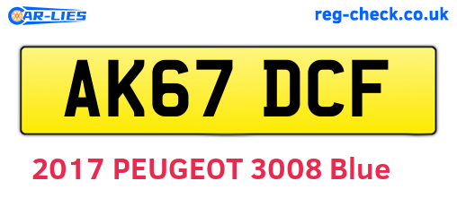 AK67DCF are the vehicle registration plates.