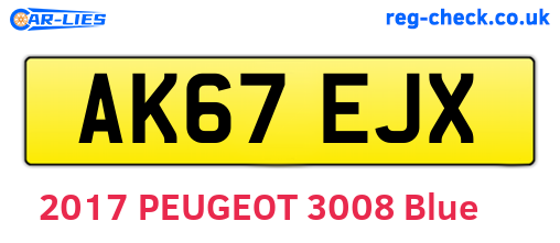 AK67EJX are the vehicle registration plates.