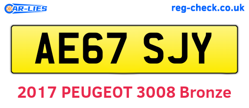 AE67SJY are the vehicle registration plates.