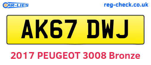 AK67DWJ are the vehicle registration plates.