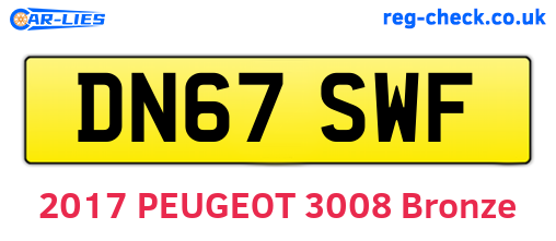 DN67SWF are the vehicle registration plates.