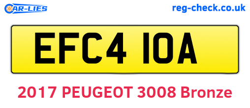 EFC410A are the vehicle registration plates.