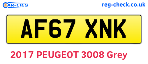 AF67XNK are the vehicle registration plates.