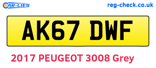 AK67DWF are the vehicle registration plates.