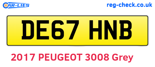 DE67HNB are the vehicle registration plates.