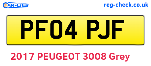PF04PJF are the vehicle registration plates.
