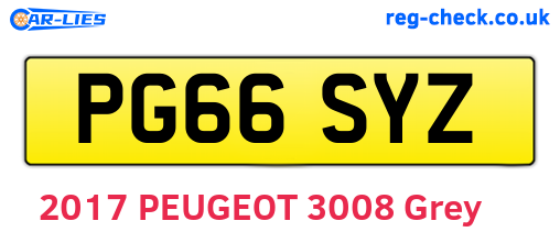 PG66SYZ are the vehicle registration plates.