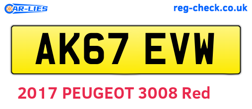 AK67EVW are the vehicle registration plates.