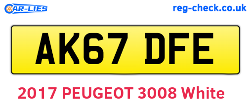 AK67DFE are the vehicle registration plates.