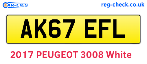 AK67EFL are the vehicle registration plates.