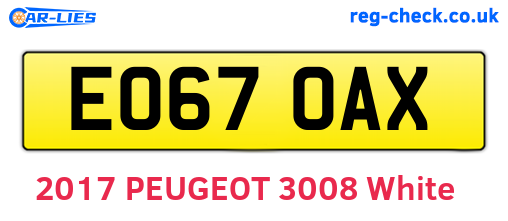 EO67OAX are the vehicle registration plates.