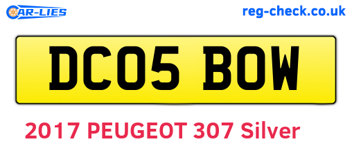 DC05BOW are the vehicle registration plates.