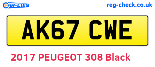 AK67CWE are the vehicle registration plates.