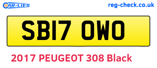 SB17OWO are the vehicle registration plates.