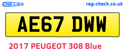 AE67DWW are the vehicle registration plates.