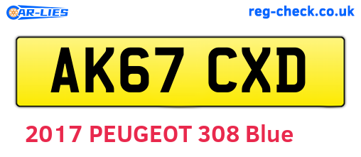 AK67CXD are the vehicle registration plates.