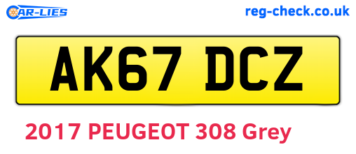 AK67DCZ are the vehicle registration plates.