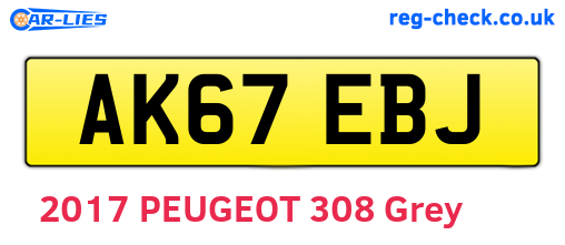 AK67EBJ are the vehicle registration plates.