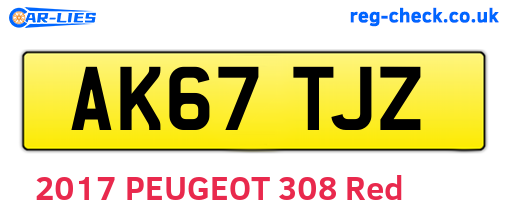 AK67TJZ are the vehicle registration plates.