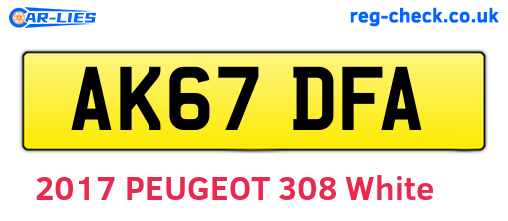 AK67DFA are the vehicle registration plates.