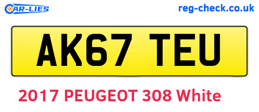 AK67TEU are the vehicle registration plates.