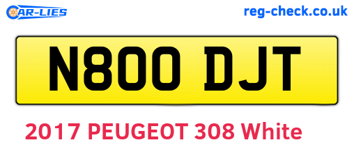 N800DJT are the vehicle registration plates.