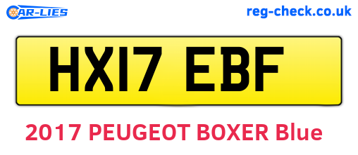 HX17EBF are the vehicle registration plates.