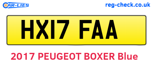 HX17FAA are the vehicle registration plates.