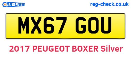 MX67GOU are the vehicle registration plates.