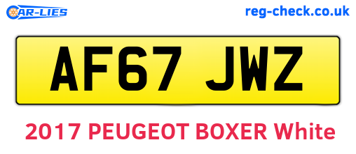 AF67JWZ are the vehicle registration plates.