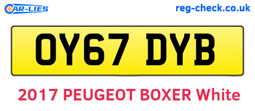 OY67DYB are the vehicle registration plates.