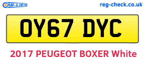 OY67DYC are the vehicle registration plates.