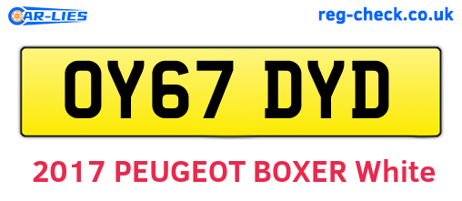 OY67DYD are the vehicle registration plates.