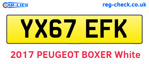 YX67EFK are the vehicle registration plates.